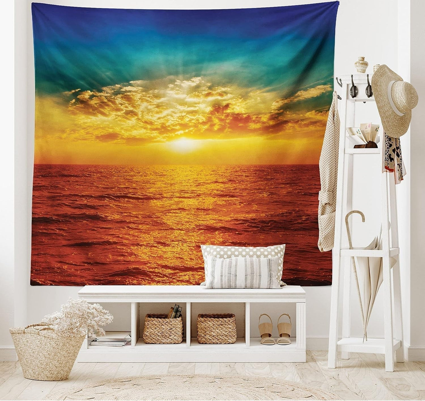 Tapisserie abakuhaus esprit d'aventure carte du monde dessins animaux Maison - Accessoires et Décorations Naty Shop Tan 150L X 110B Cm