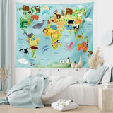 Tapisserie abakuhaus esprit d'aventure carte du monde dessins animaux Accueil - Accessoires et Décorations Naty Shop