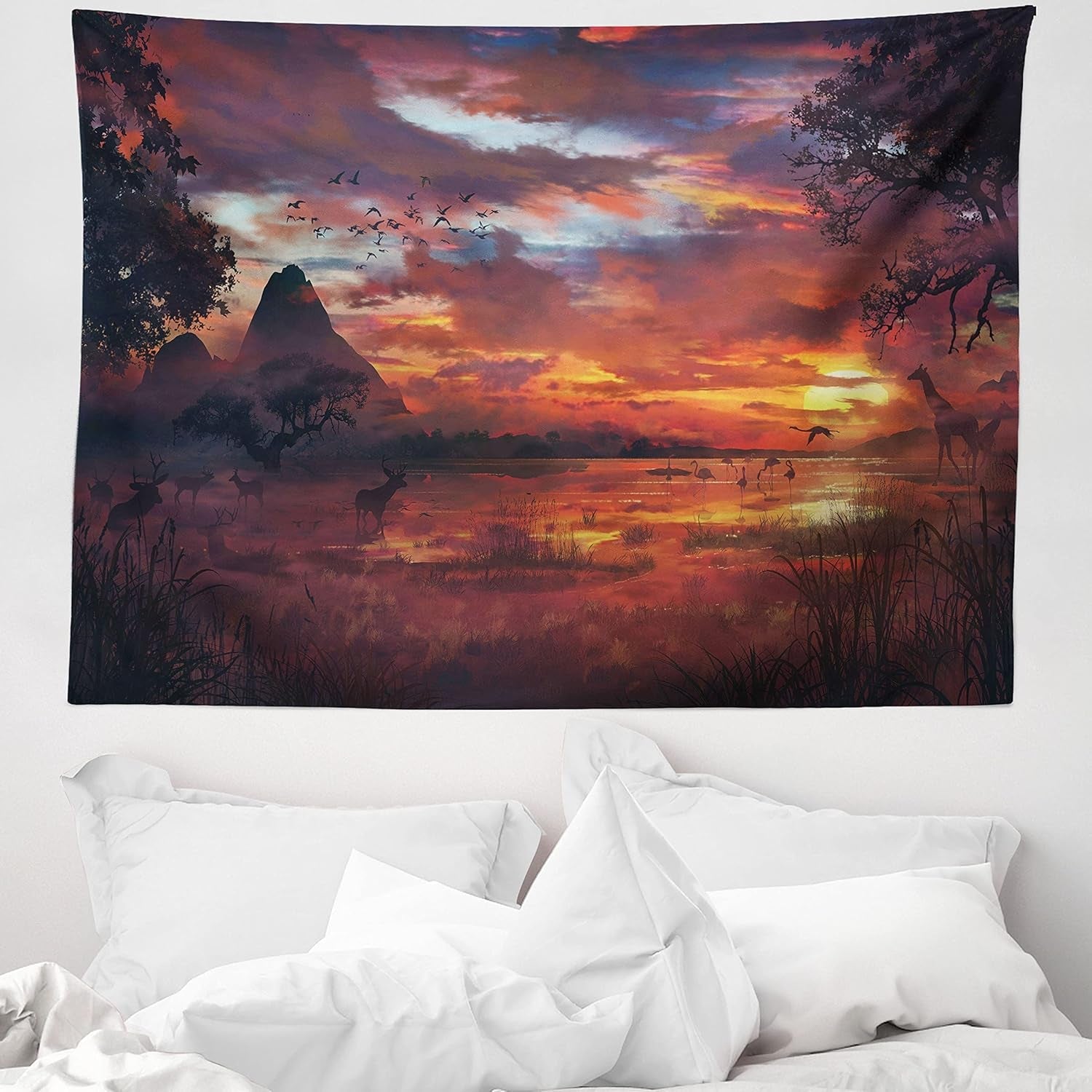Tapisserie abakuhaus esprit d'aventure carte animale du monde du dessin animé - Naty Shop