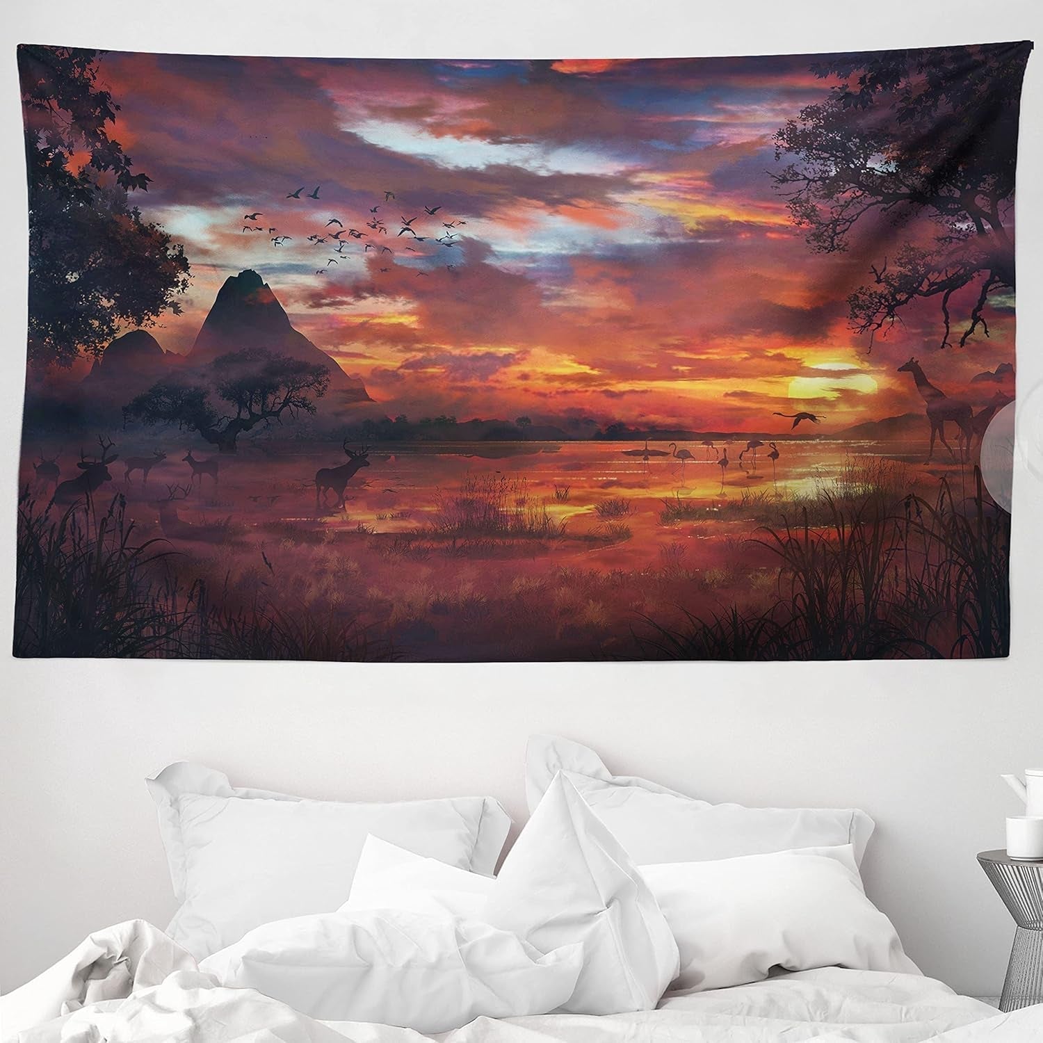 Tapisserie abakuhaus esprit d'aventure carte du monde dessins animaux Maison - Accessoires et Décorations Naty Shop Orange Noir 230L X 140B Cm