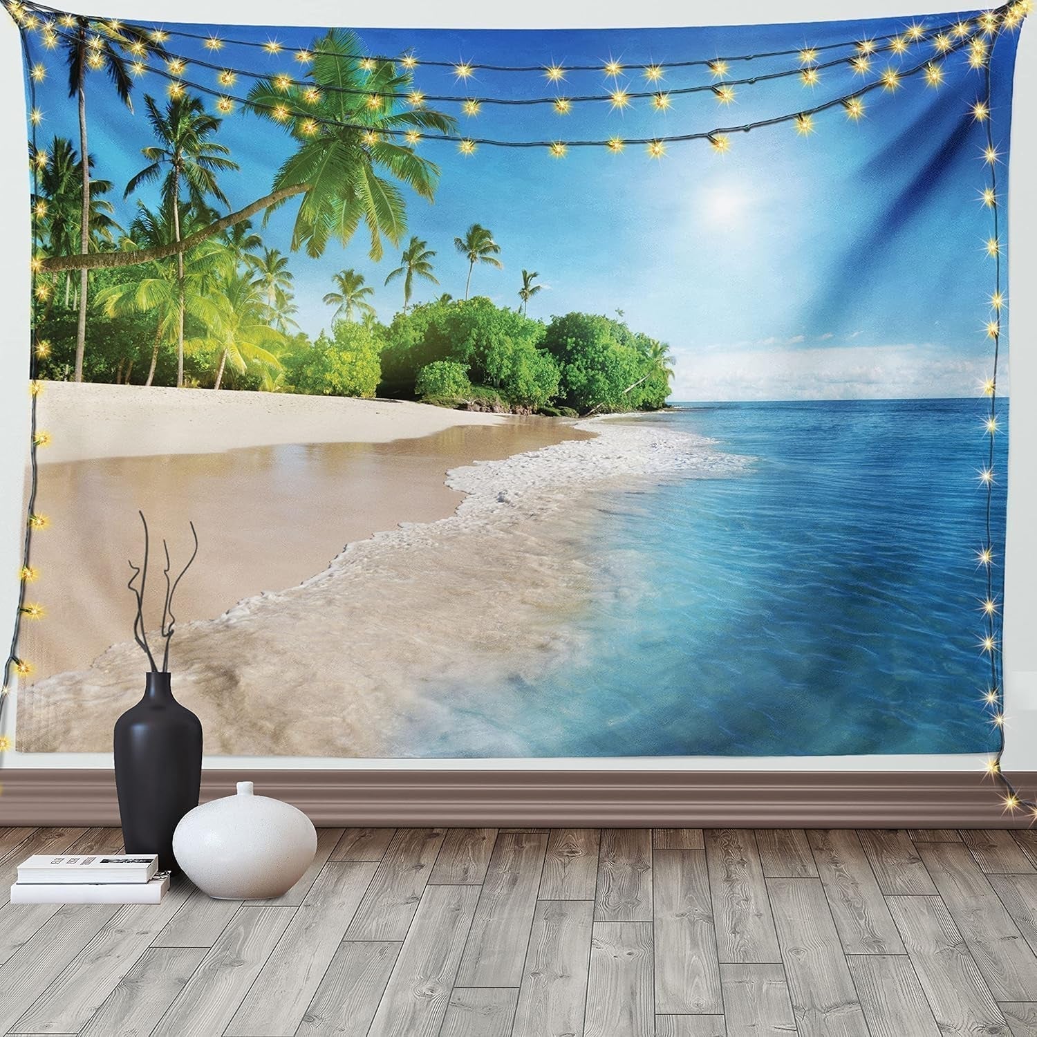 Tapisserie abakuhaus esprit d'aventure dessins de carte du monde animal Maison - Accessoires et Décorations Naty Shop Bleu vert 230L X 140B Cm