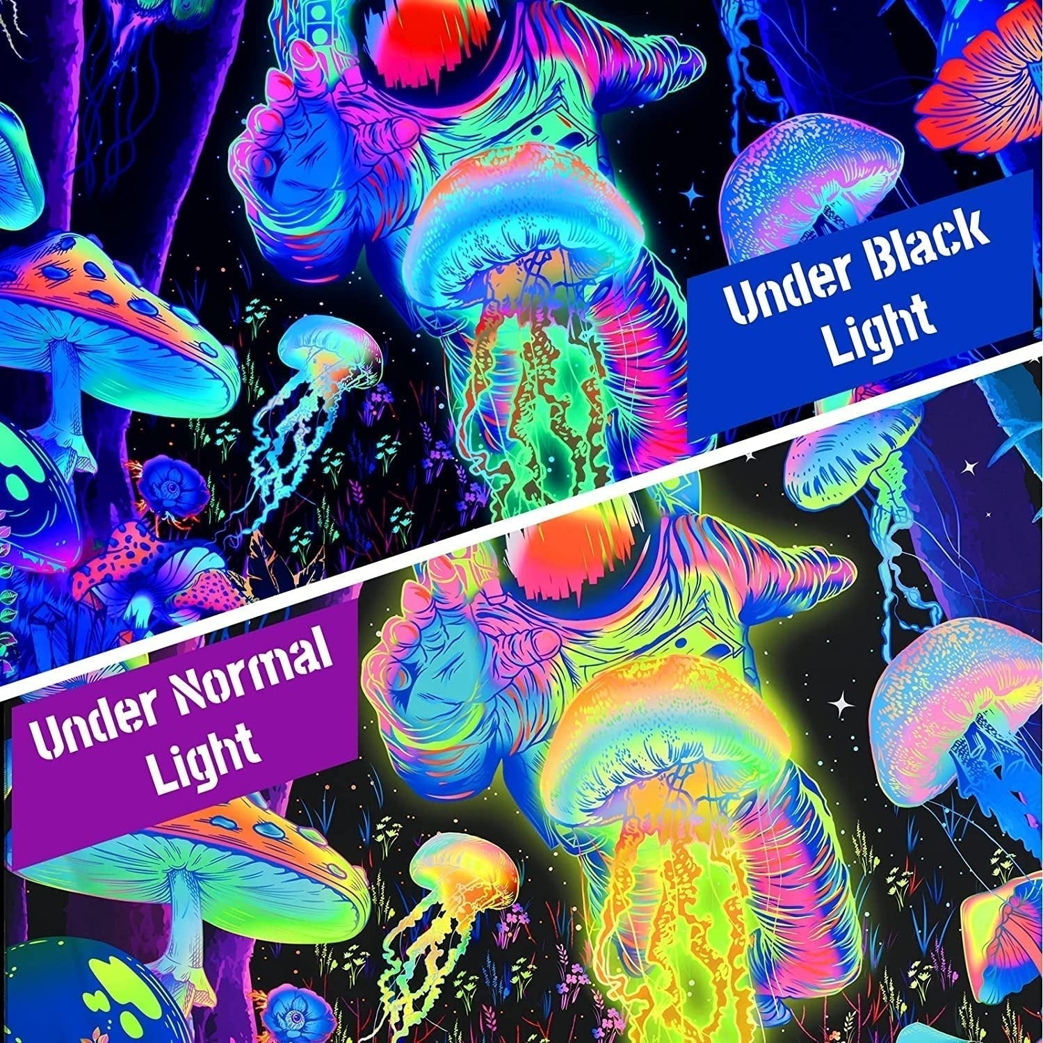 Tapisserie alishomtll lumière noire art mural abstrait Maison - Accessoires et Décorations Naty Shop