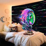 Tapisserie alishomtll crâne fluorescent astronaute lumière noire Maison - Accessoires et Décorations Naty Shop