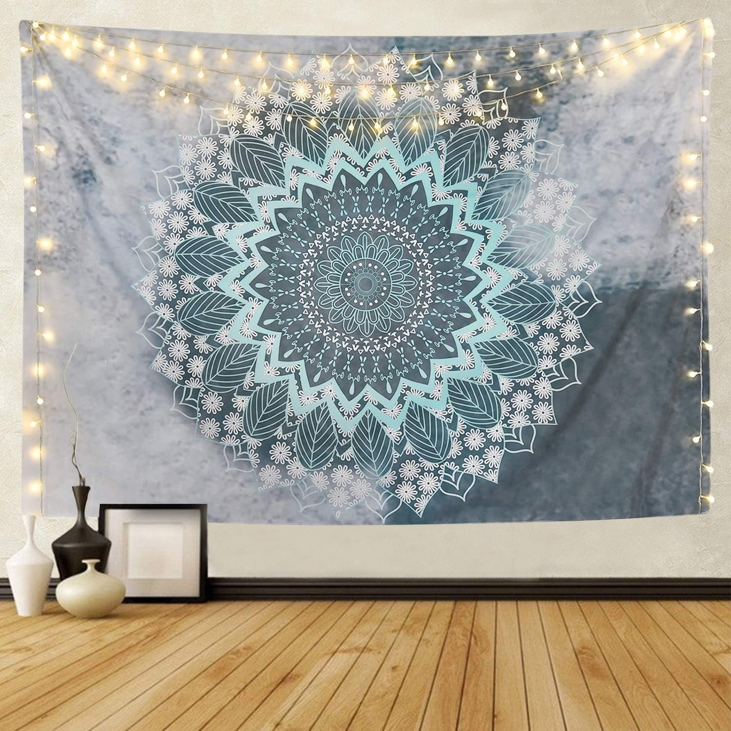 Tapisserie alishomtll indien mandala yoga hippie tissu Accueil - Accessoires et Décorations Naty Shop 1 mandala (gris+bleu) 235L X 235B Cm