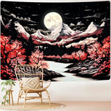 Tapisserie alishomtll scène de montagne lune forêt montagnes Maison - Accessoires et Décorations Naty Shop