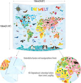 Tapisserie Bashom Carte du monde animalier allemand pour enfant Accueil - Accessoires et Décoration Naty Shop