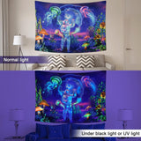 Tapisserie betylfoy lumière noire astronaute plantes réactives méduses Maison - Accessoires et Décorations Naty Shop