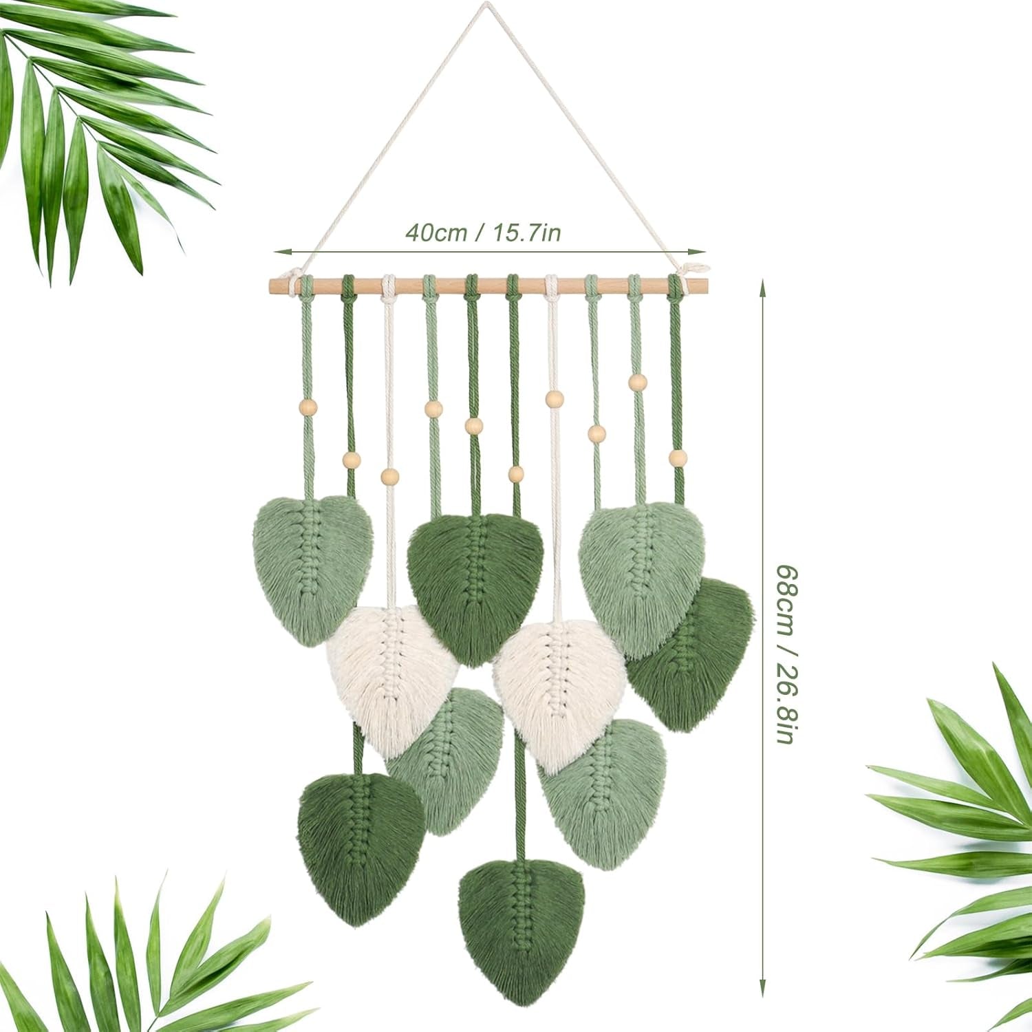 Tapisserie betylfoy perles bois feuilles vertes Maison - Accessoires et Décorations Naty Shop