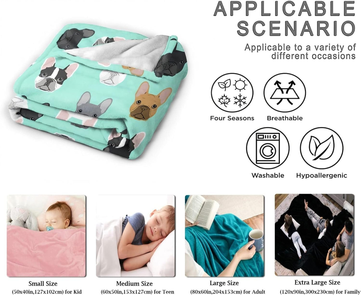 Tapisserie bouledogue français avec motif imprimé devant la Maison - Accessoires et Décorations Naty Shop