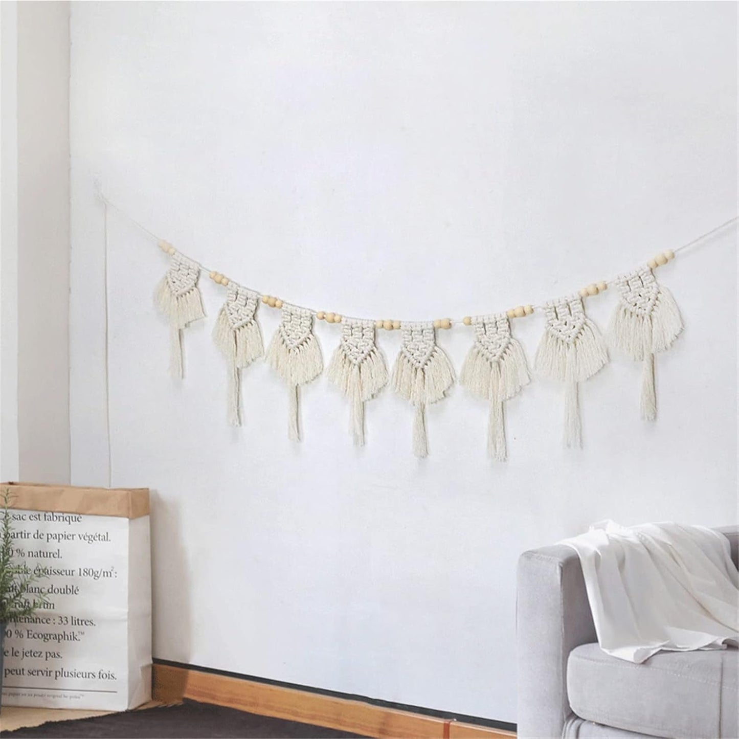 Tapisserie coton pompons tissé bannière plate Accueil - Accessoires et Décoration Naty Shop