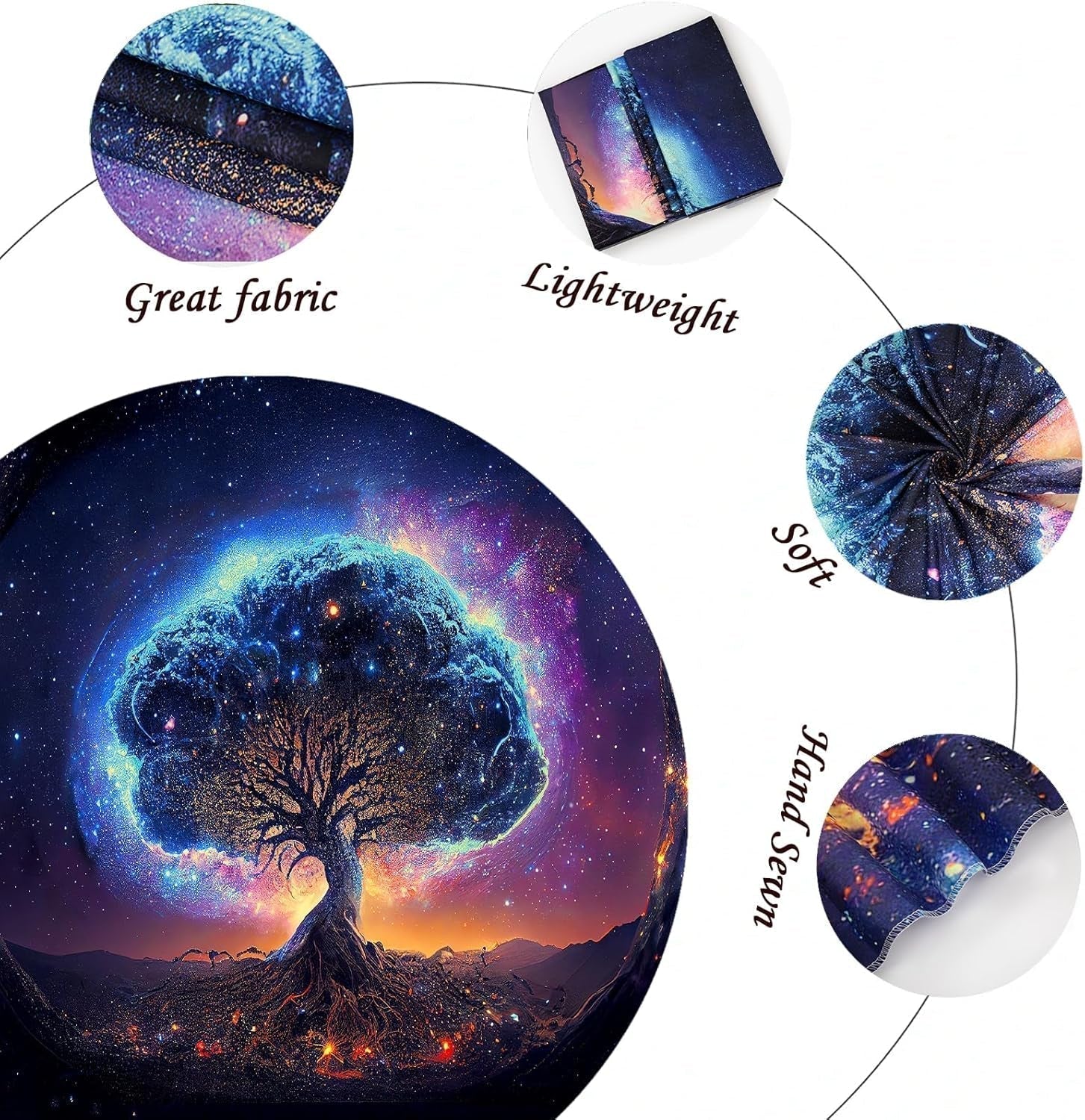 Tapisserie arbre lumière noire esthétique spatiale Maison - Accessoires et Décorations Naty Shop