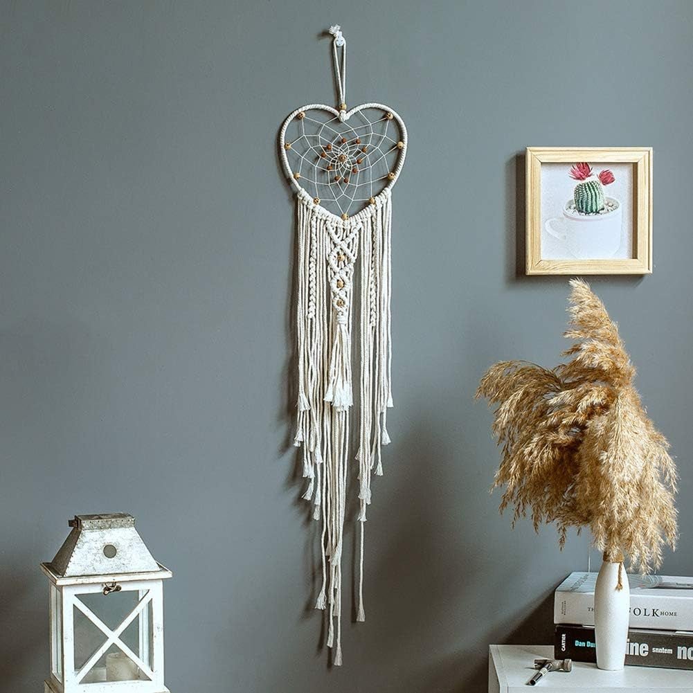 Déco tapisserie attrape-rêves tissé blanc décoration murale Maison - Accessoires et Décorations Naty Shop Coeur d'amour