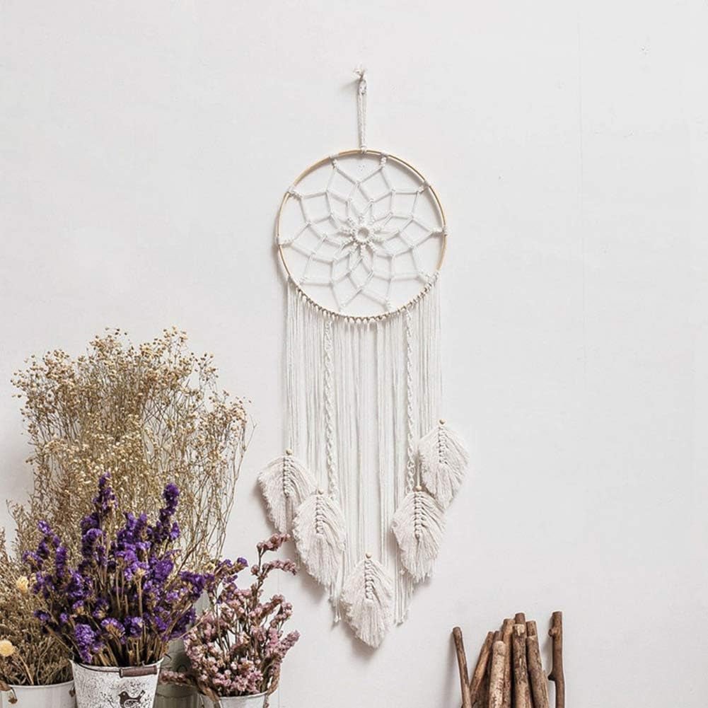 Tapisserie déco attrape-rêves tissé blanc décoration murale Maison - Accessoires et Décorations Naty Shop