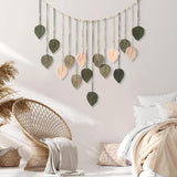Tapisserie décoration perles en bois motif feuille Maison - Accessoires et Décorations Naty Shop