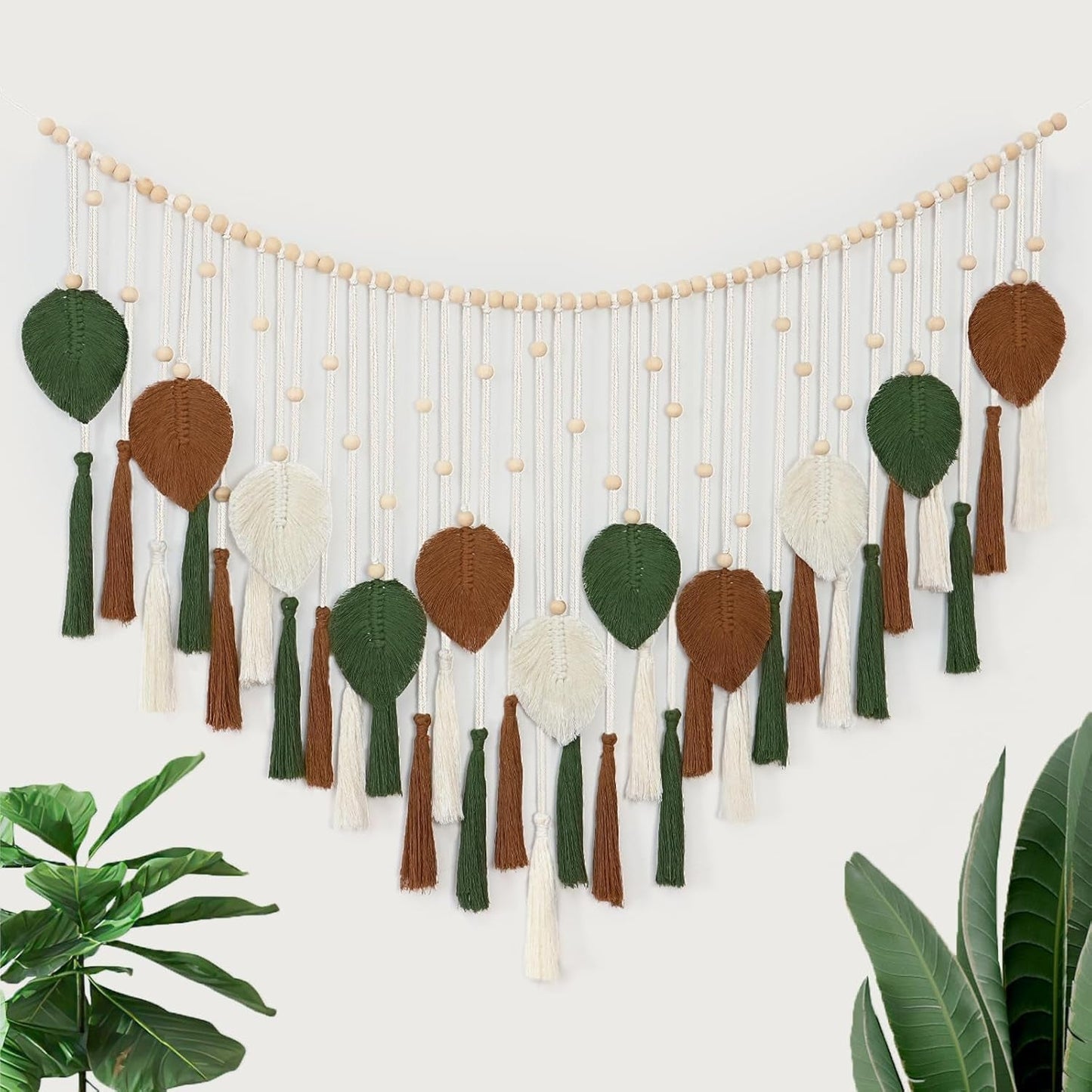 Tapisserie Dremisland grandes feuilles beige vert pompons Accueil - Accessoires et Décoration Naty Shop Café