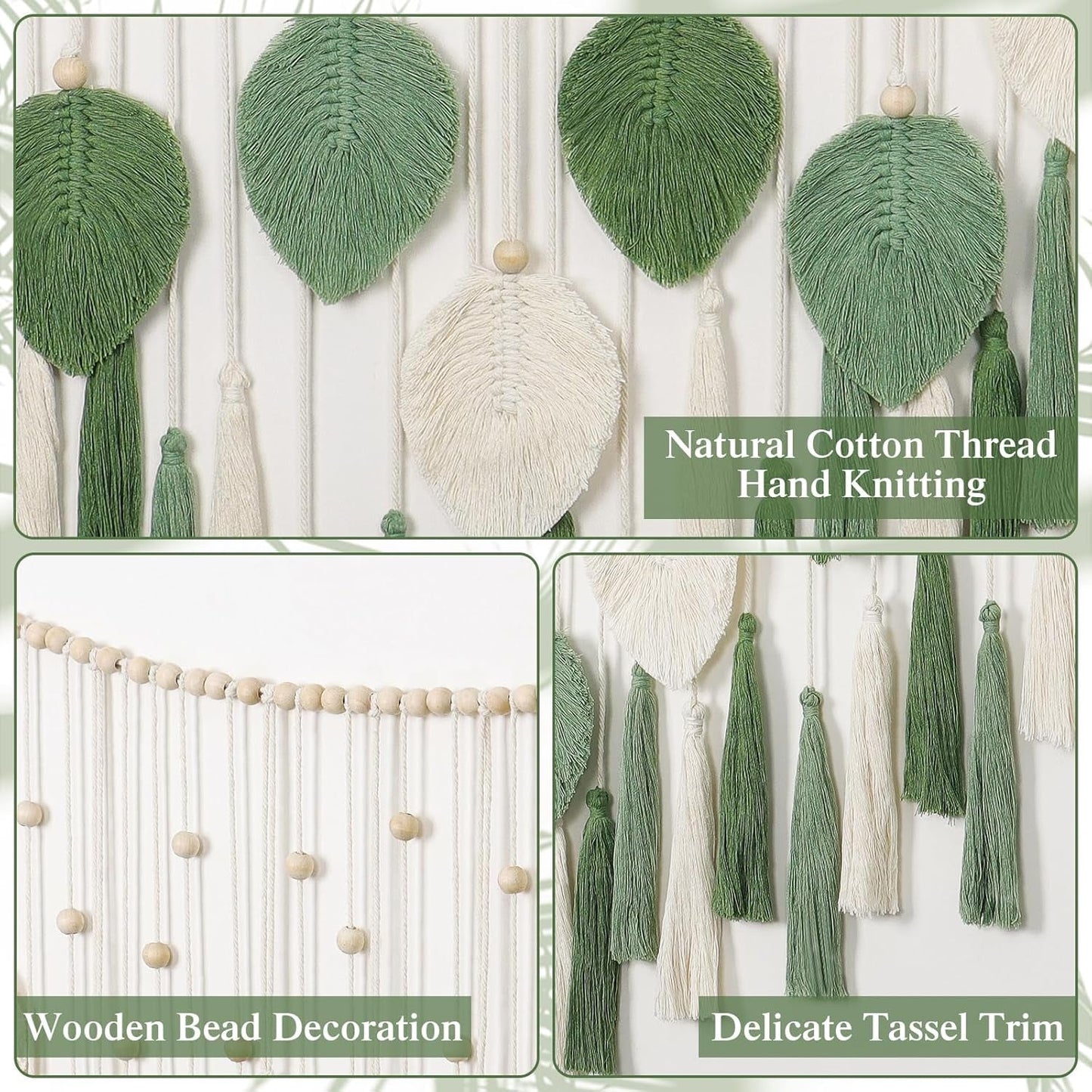 Tapisserie Dremisland grandes feuilles beige vert pompons Accueil - Accessoires et Décoration Naty Shop