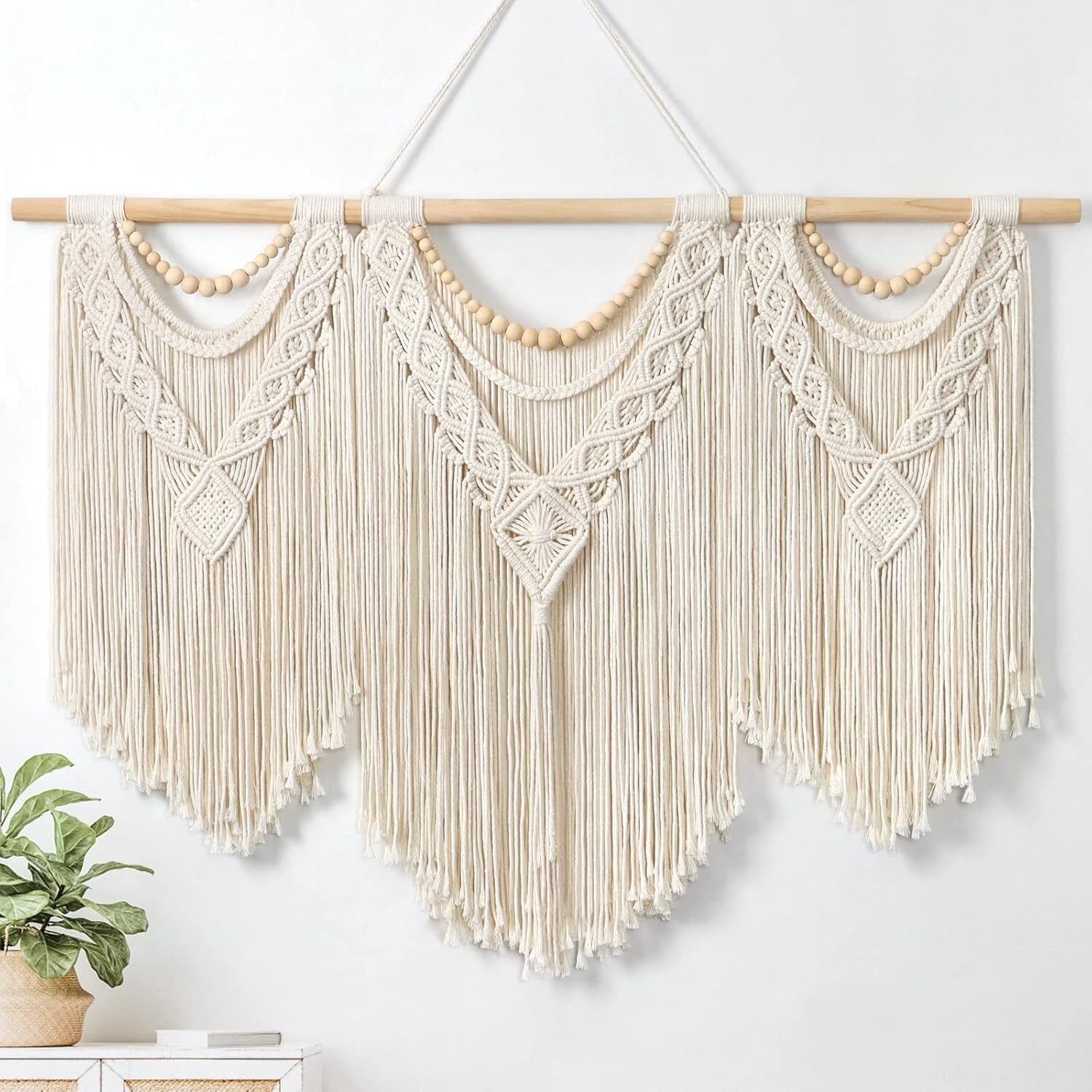 Tapisserie dremisland grande déco tissée beige Accueil - Accessoires et Décorations Naty Shop Perles en bois