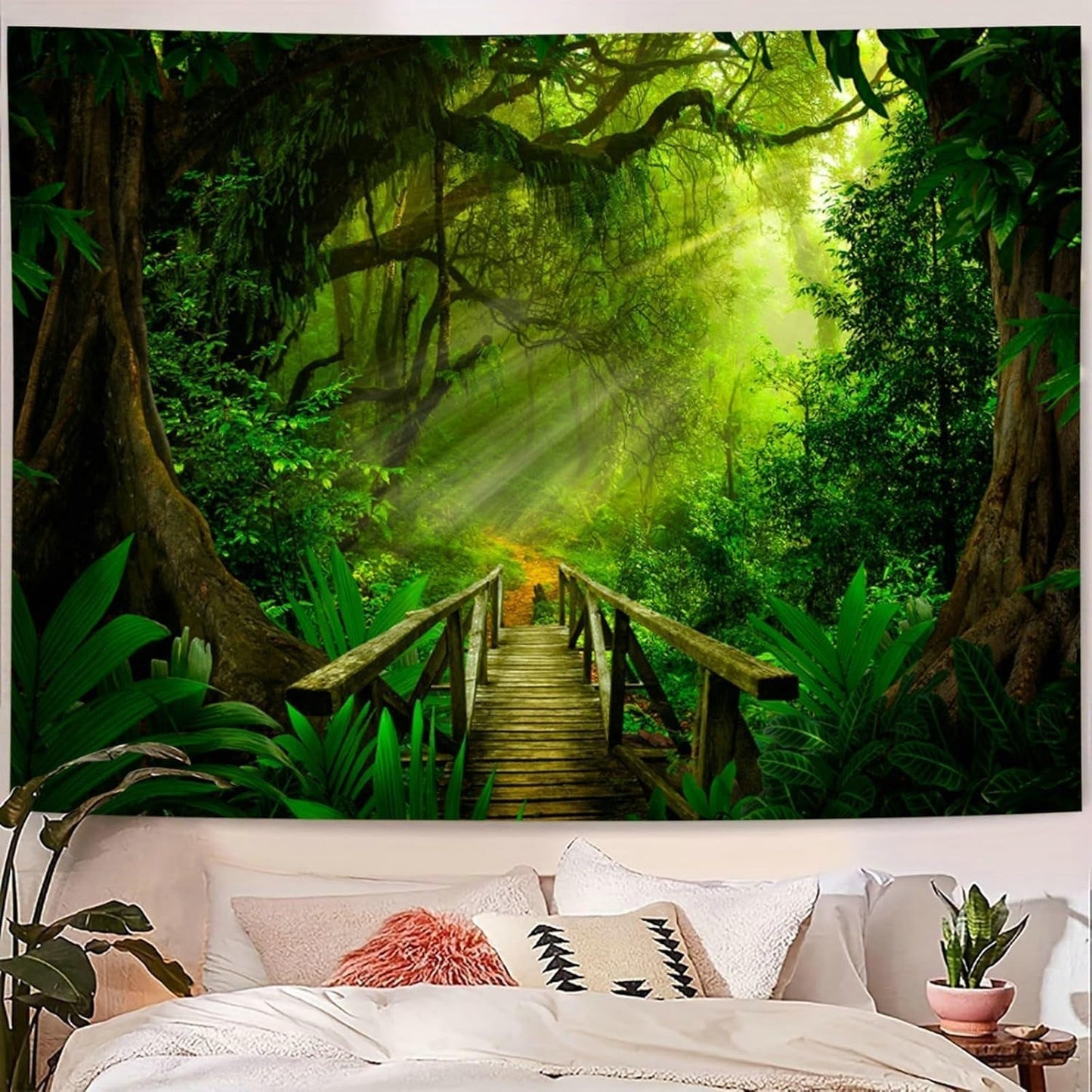 Tapisserie vert forêt à suspendre en extérieur Maison - Accessoires et Décorations Naty Shop