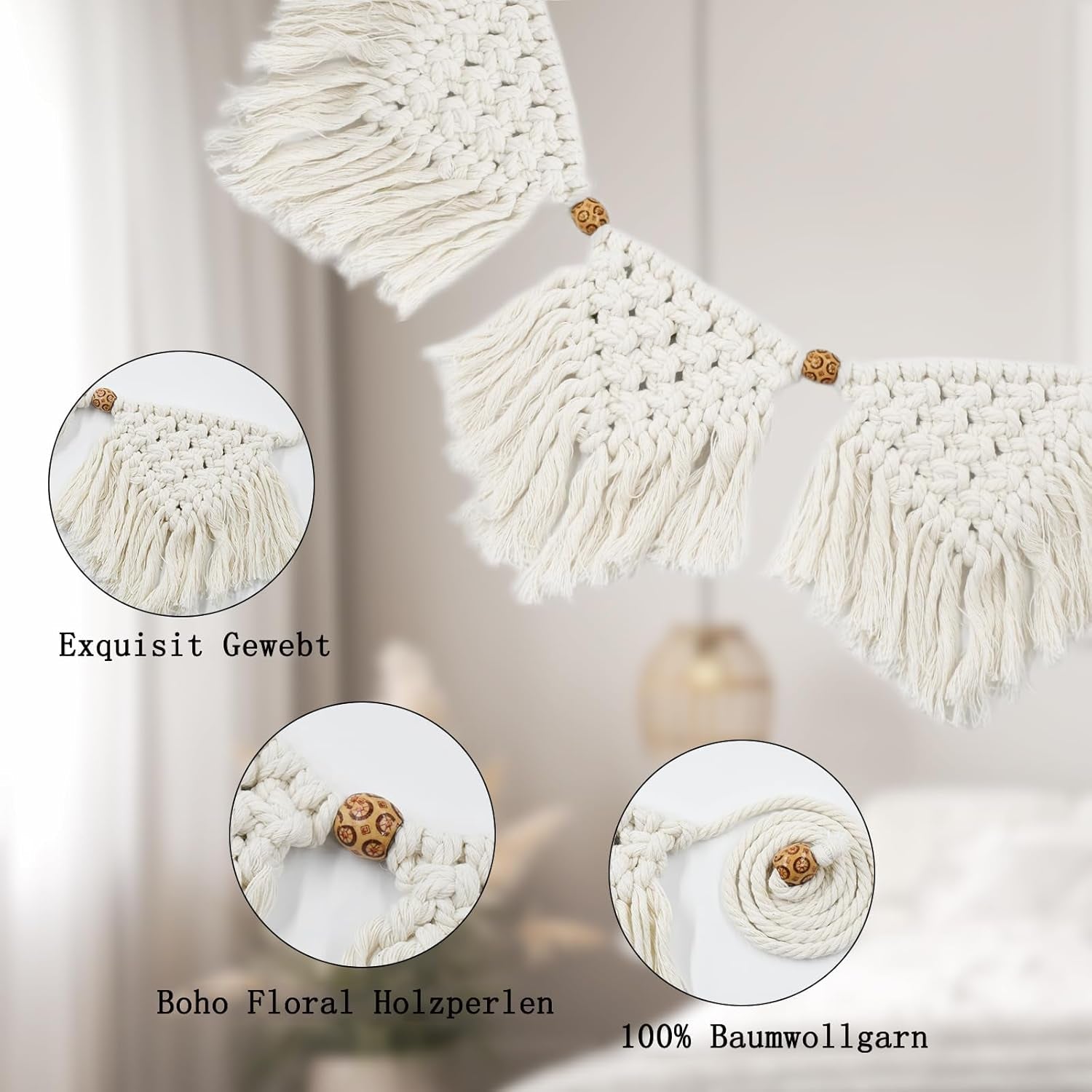 Tapisserie ihonyi déco chic guirlande frangée led Maison - Accessoires et Décorations Naty Shop