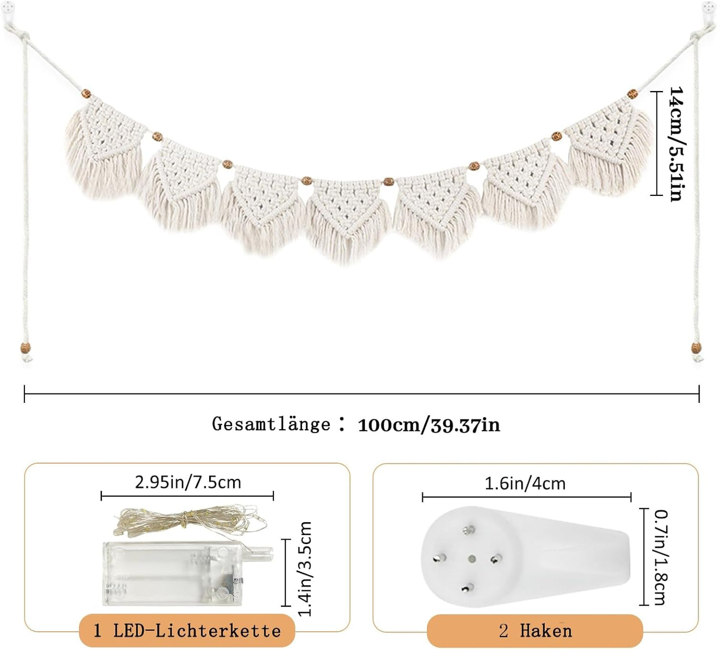 Tapisserie ihonyi déco chic guirlande frangée led Maison - Accessoires et Décorations Naty Shop