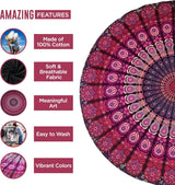 Serviette de plage tapisserie Inde ronde mandala hippie violet Accueil - Accessoires et Décoration Naty Shop