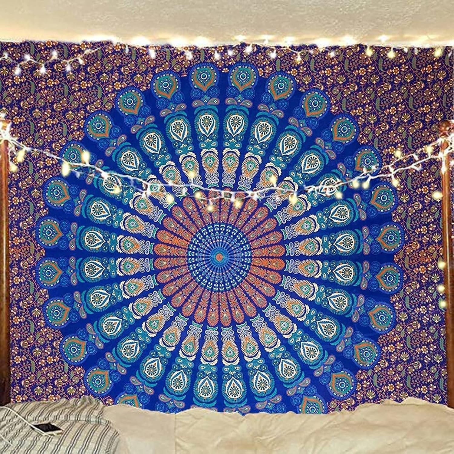 Tapisserie indienne mandala psychédélique éléphant bleu turquoise Accueil - Accessoires et Décorations Naty Shop