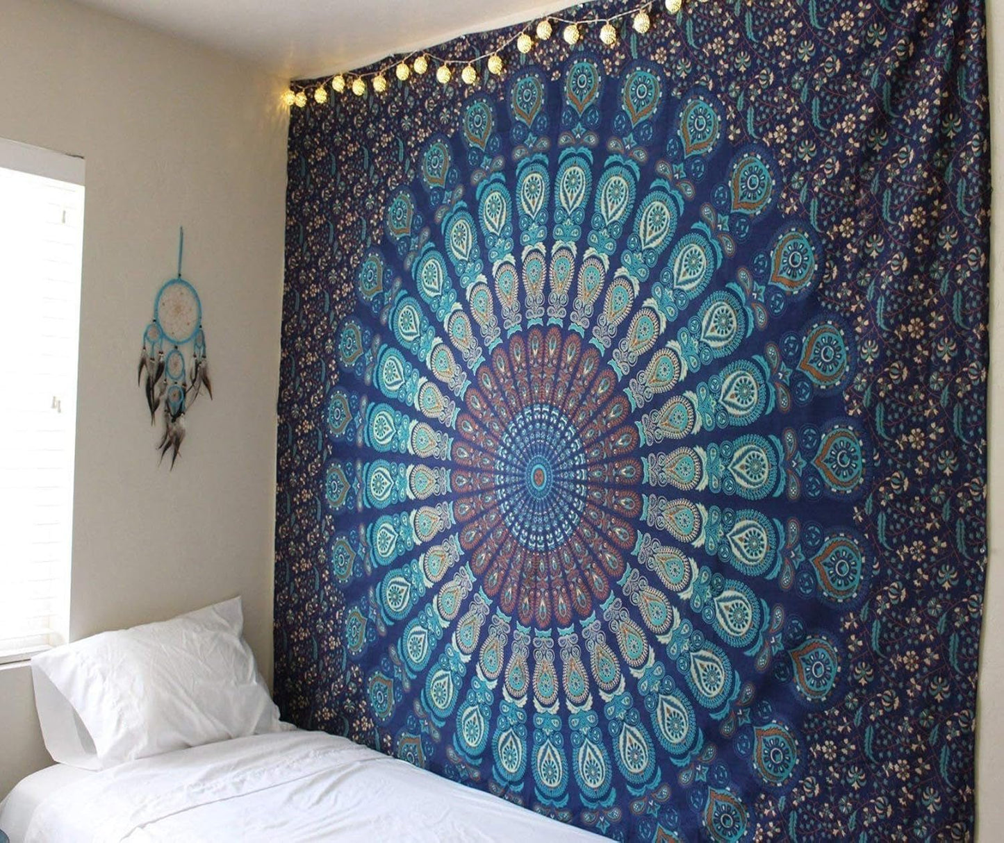 Tapisserie indienne mandala psychédélique éléphant bleu turquoise Accueil - Accessoires et Décorations Naty Shop Default Title