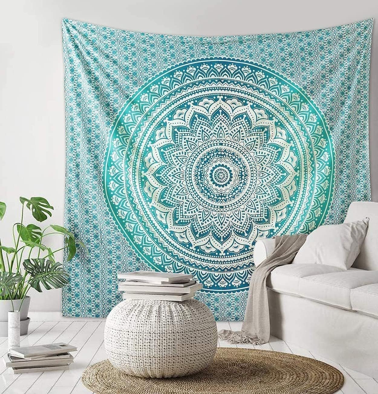 Tapisserie indienne mandala vert décoration esthétique Décoration d'intérieur - Accessoires et Décorations Naty Shop Default Title