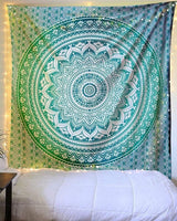 Tapisserie indienne mandala vert décoration esthétique Décoration d'intérieur - Accessoires et Décorations Naty Shop
