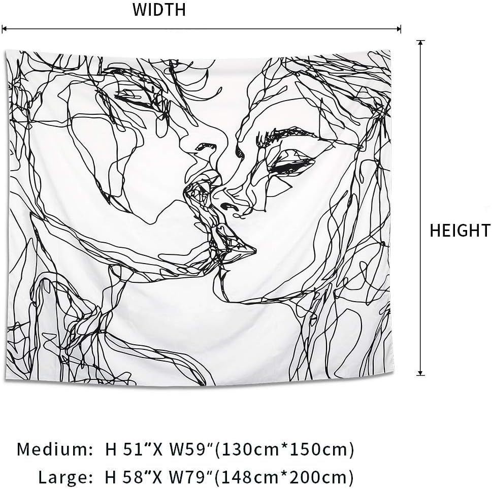 Tapisserie lomohoo croquis abstrait art noir blanc baiser Accueil - Accessoires et Décorations Naty Shop