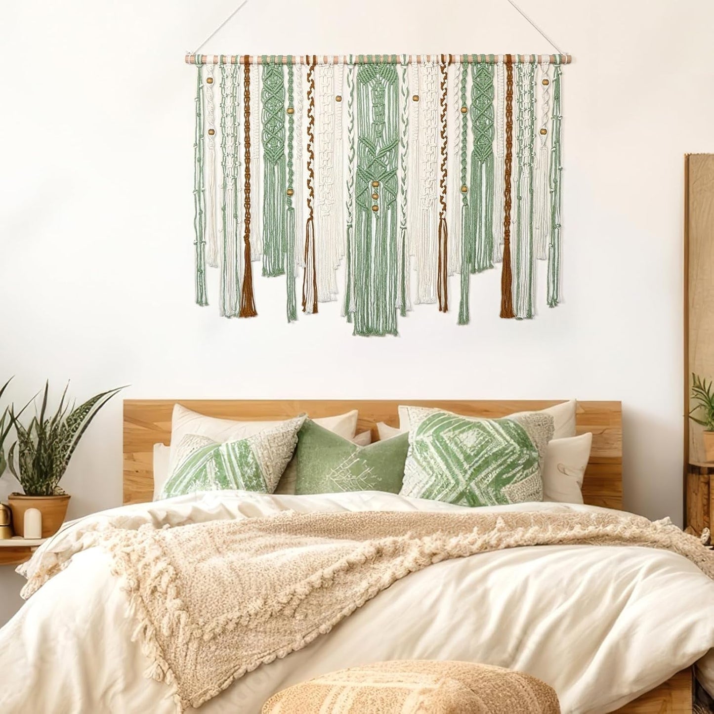 Tapisserie lomohoo grande déco vert esthétique tissée Maison - Accessoires et Décorations Naty Shop