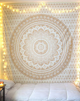 Tapisserie Mandala décoration de salle esthétique toile blanche dorée Accueil - Accessoires et Décorations Naty Shop Default Title