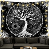 Tapisserie arbre de vie noir et blanc tapisserie phases de lune Accueil - Accessoires et Décorations Naty Shop Arbre de vie 200L X 150B Cm