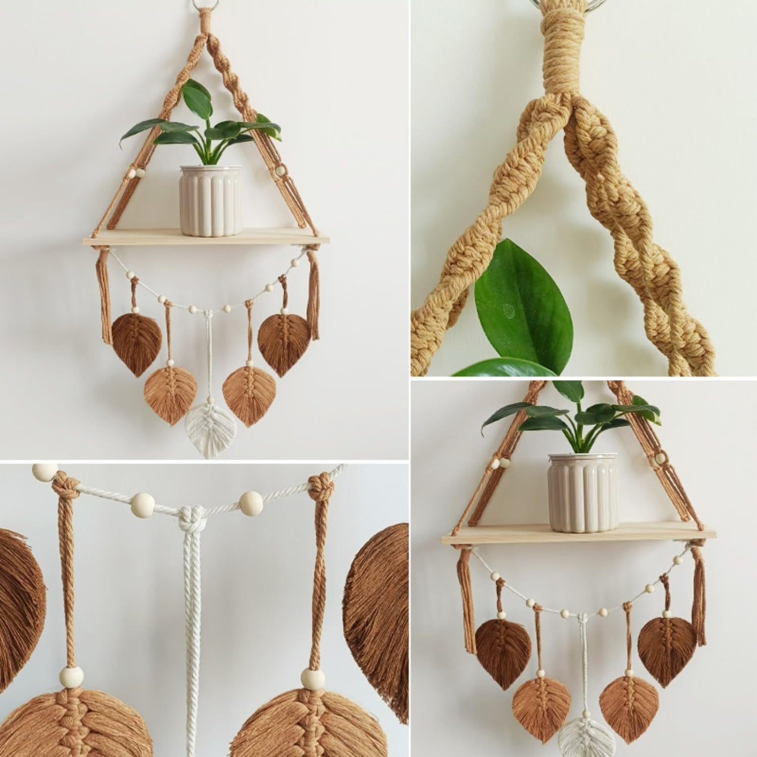 Tapisserie étagère en bois guirlande feuilles tressées Maison - Accessoires et Décorations Naty Shop