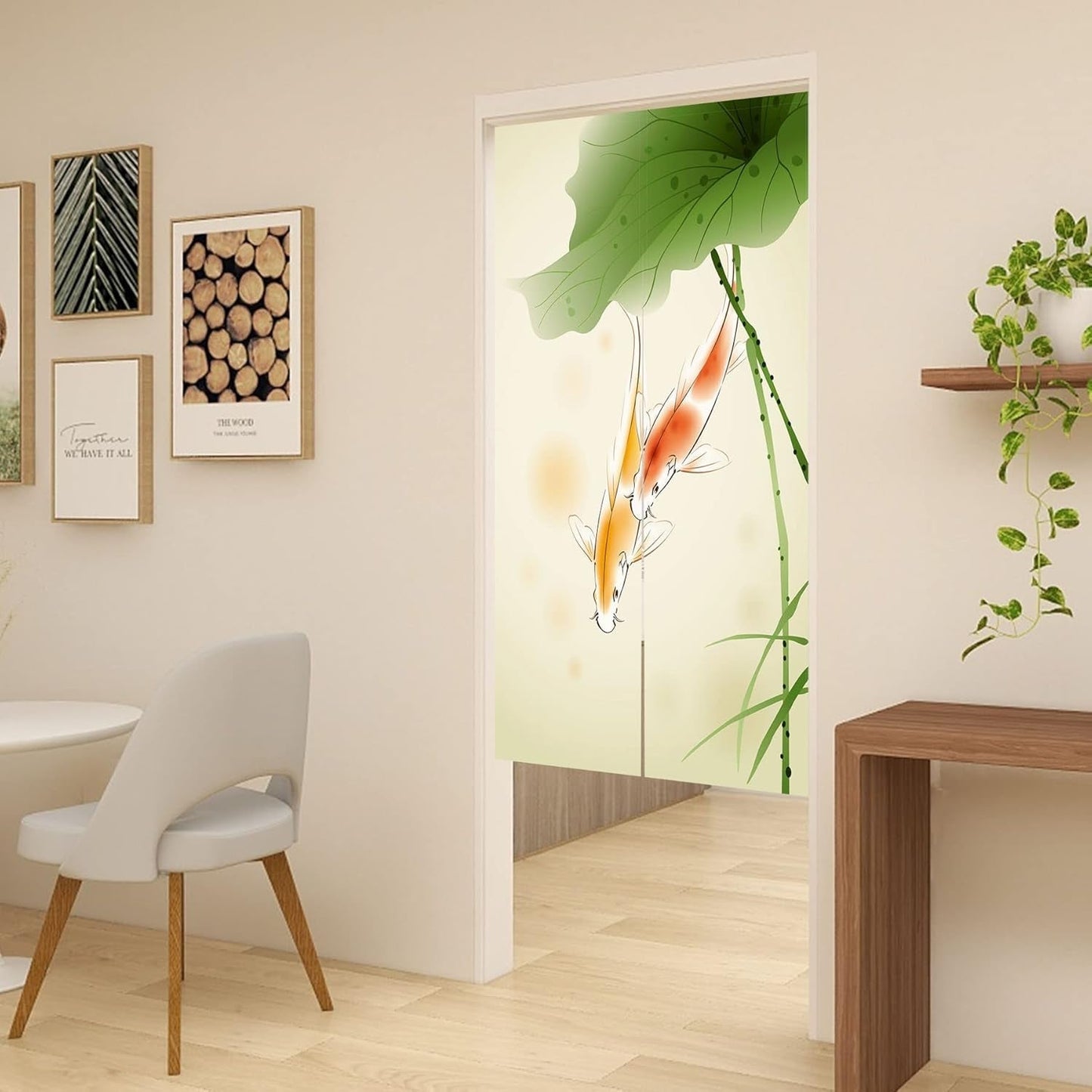 Tapisserie style japonais, lin noren épais, longue maison lotus - Accessoires et Décorations Naty Shop