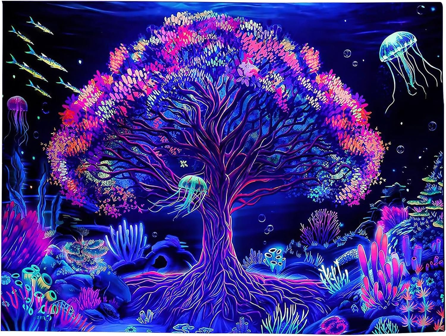 Tapisserie suaywo psychédélique fluorescent arbre vie caméra Accueil - Accessoires et Décorations Naty Shop Default Title