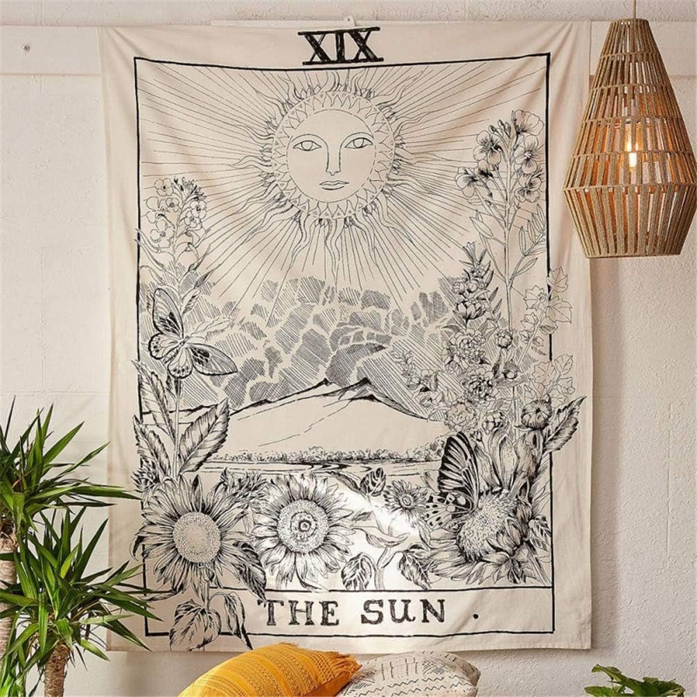 Tapisserie Tarot Soleil Accueil - Accessoires et Décorations Naty Shop Bleu/blanc 129L X 9B Cm