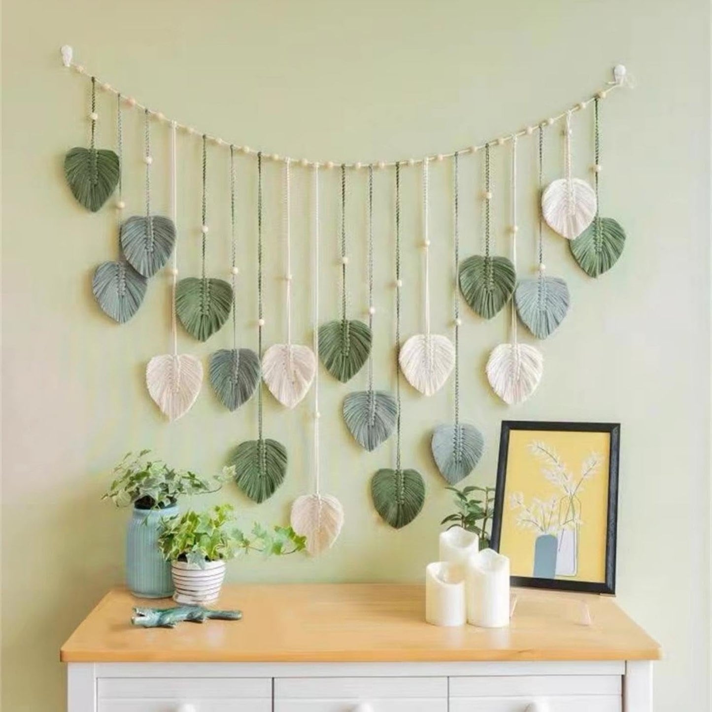 Tapisserie suspension décoration feuilles tissées Accueil - Accessoires et Décorations Naty Shop