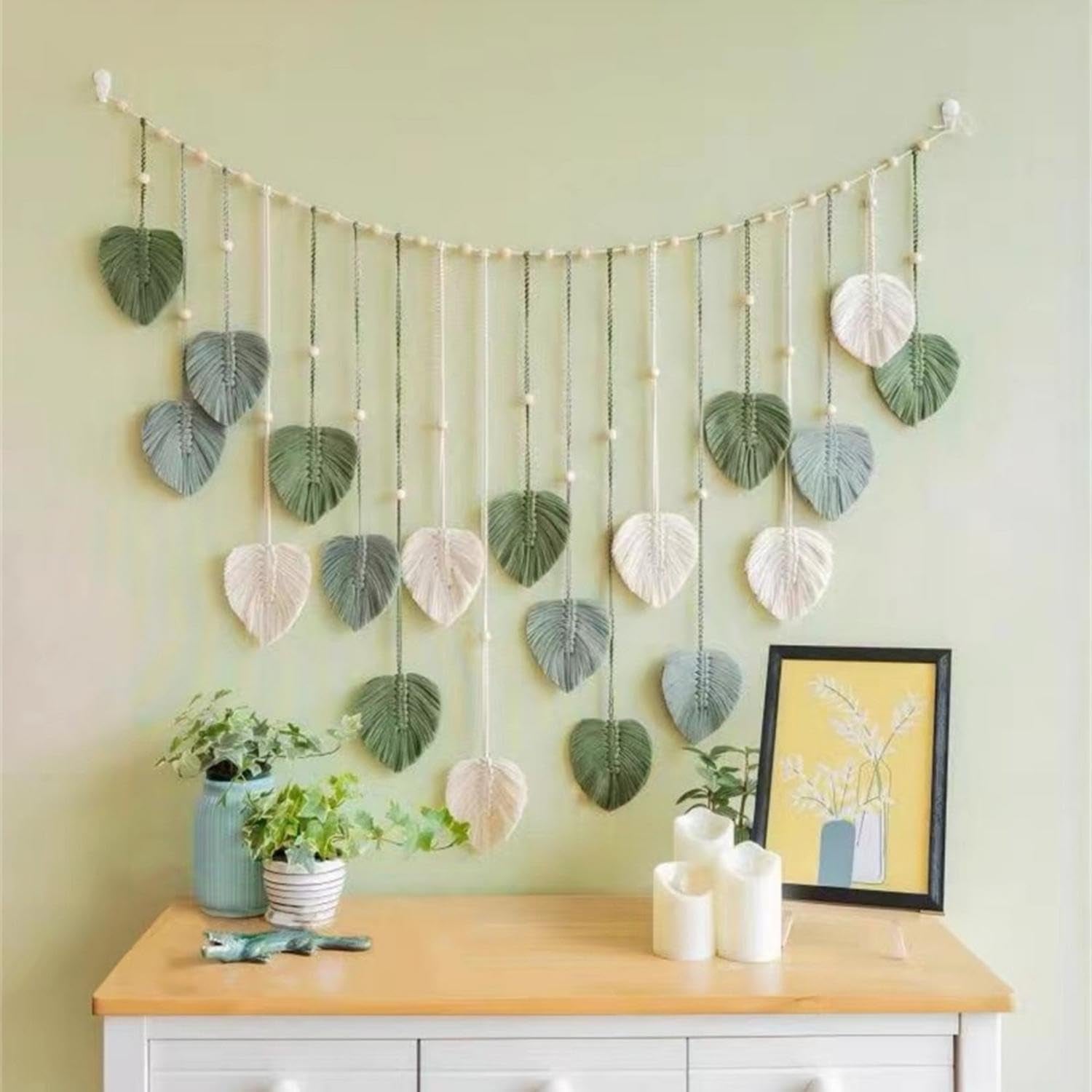 Tapisserie suspension décoration feuilles tissées Accueil - Accessoires et Décorations Naty Shop
