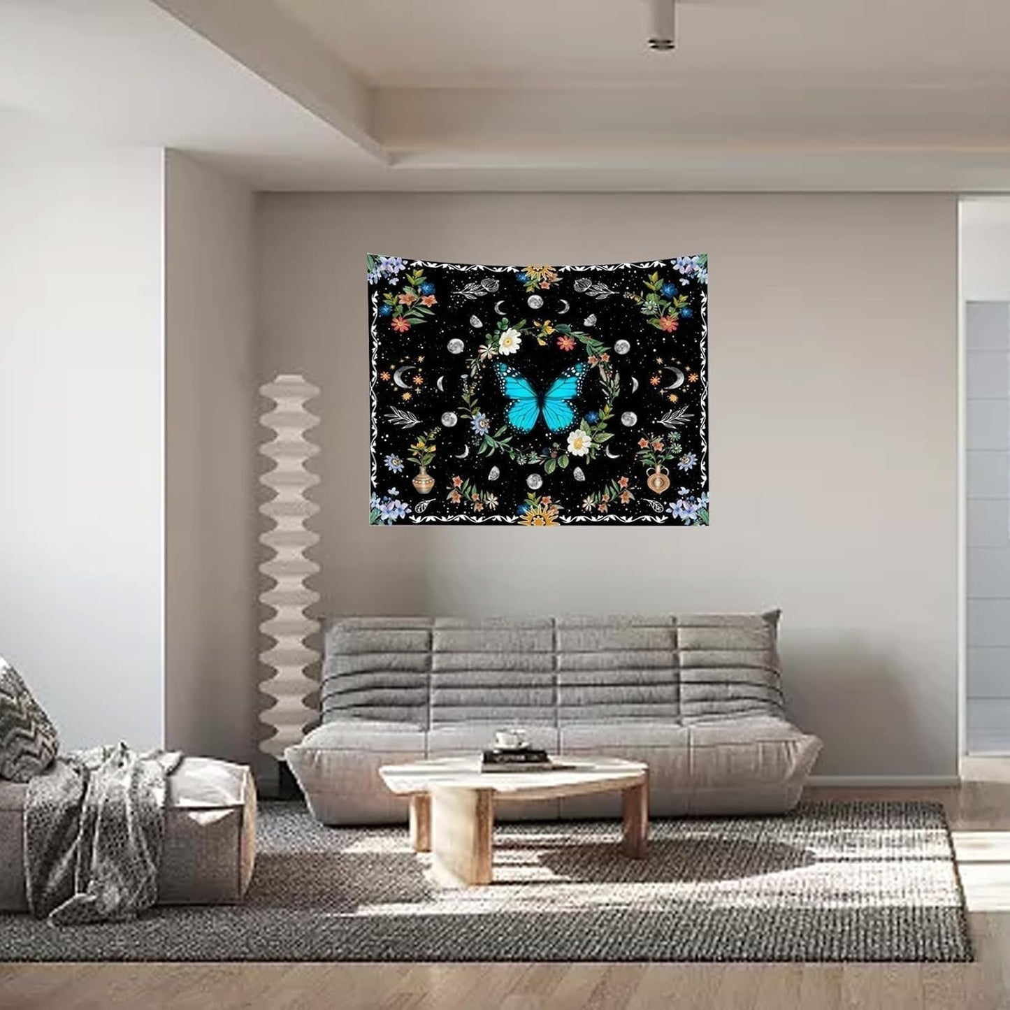 Tapisserie tapisserie papillons verts tissu brossé Accueil - Accessoires et Décorations Naty Shop