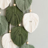 Tapisserie tapisserie perles en bois feuilles vertes fait main Accueil - Accessoires et Décorations Naty Shop