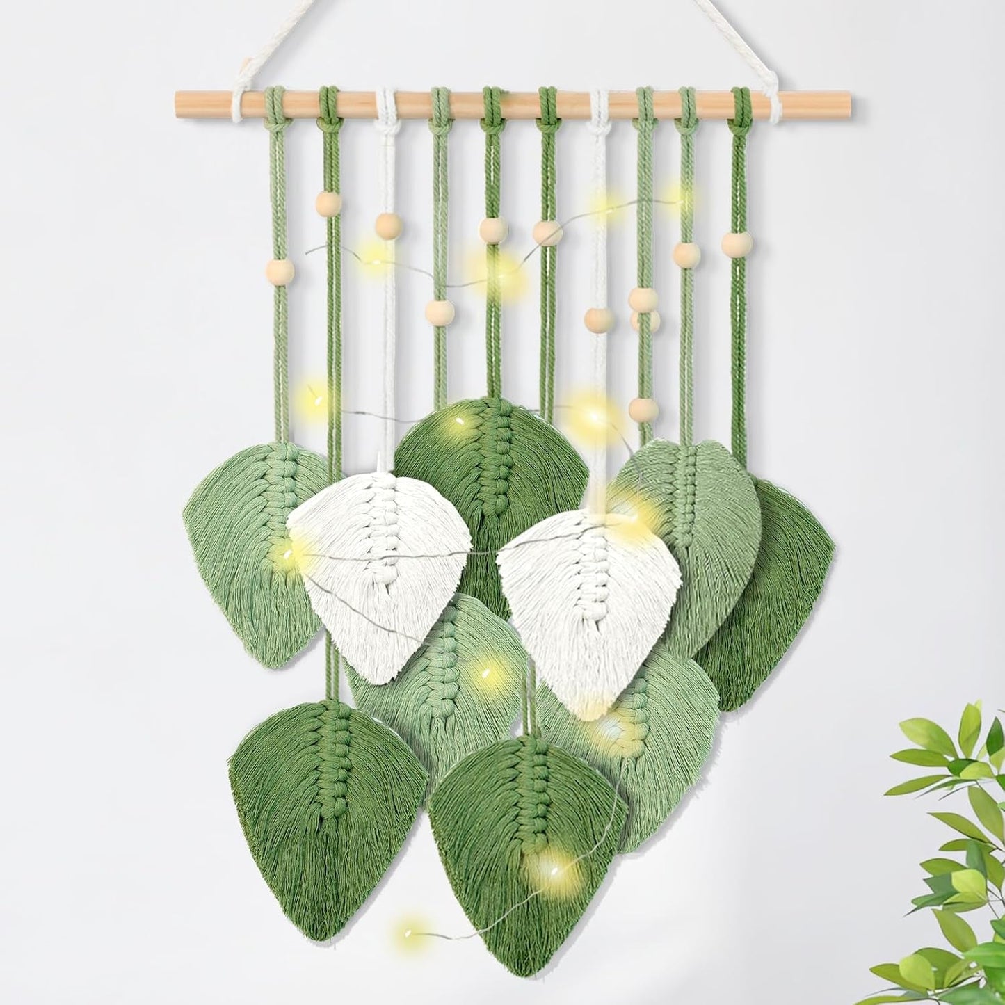 Tapisserie tissée main décoration murale chambre enfant Maison - Accessoires et Décorations Naty Shop Neuf feuilles de verdure