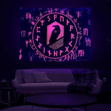 Tapisserie Viking blacklight réactive rouge méditation runes odins Accueil - Accessoires et Décorations Naty Shop