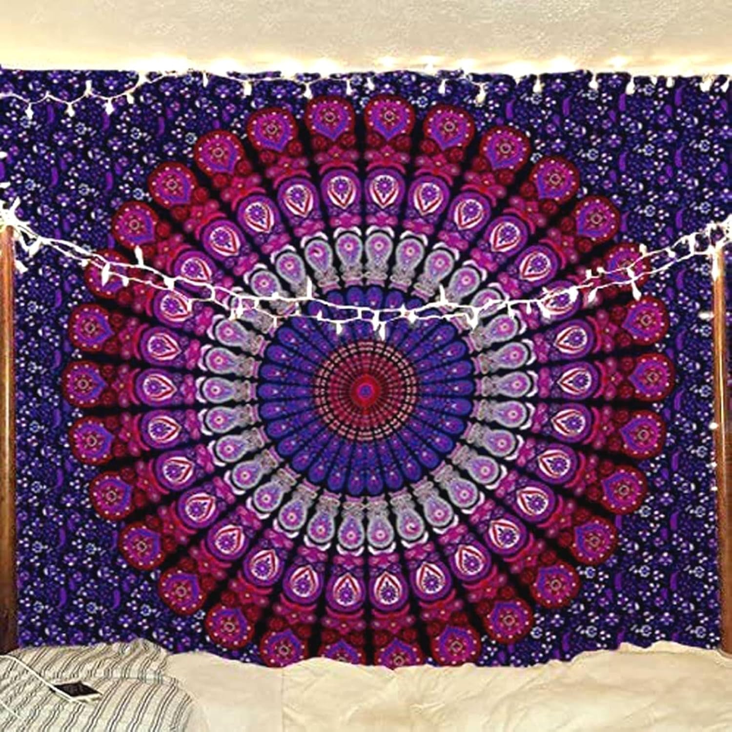 Tapisserie couverture de plage hippie violet mandala coton indien Accueil - Accessoires et Décorations Naty Shop Default Title