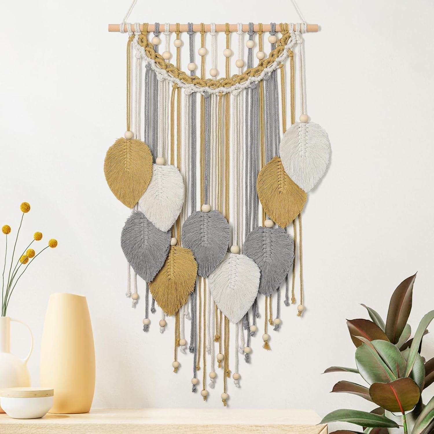 Tapisserie Weldomcor tapisserie petit commerce perles feuilles de bois Maison - Accessoires et Décorations Naty Shop Couleurs kaki