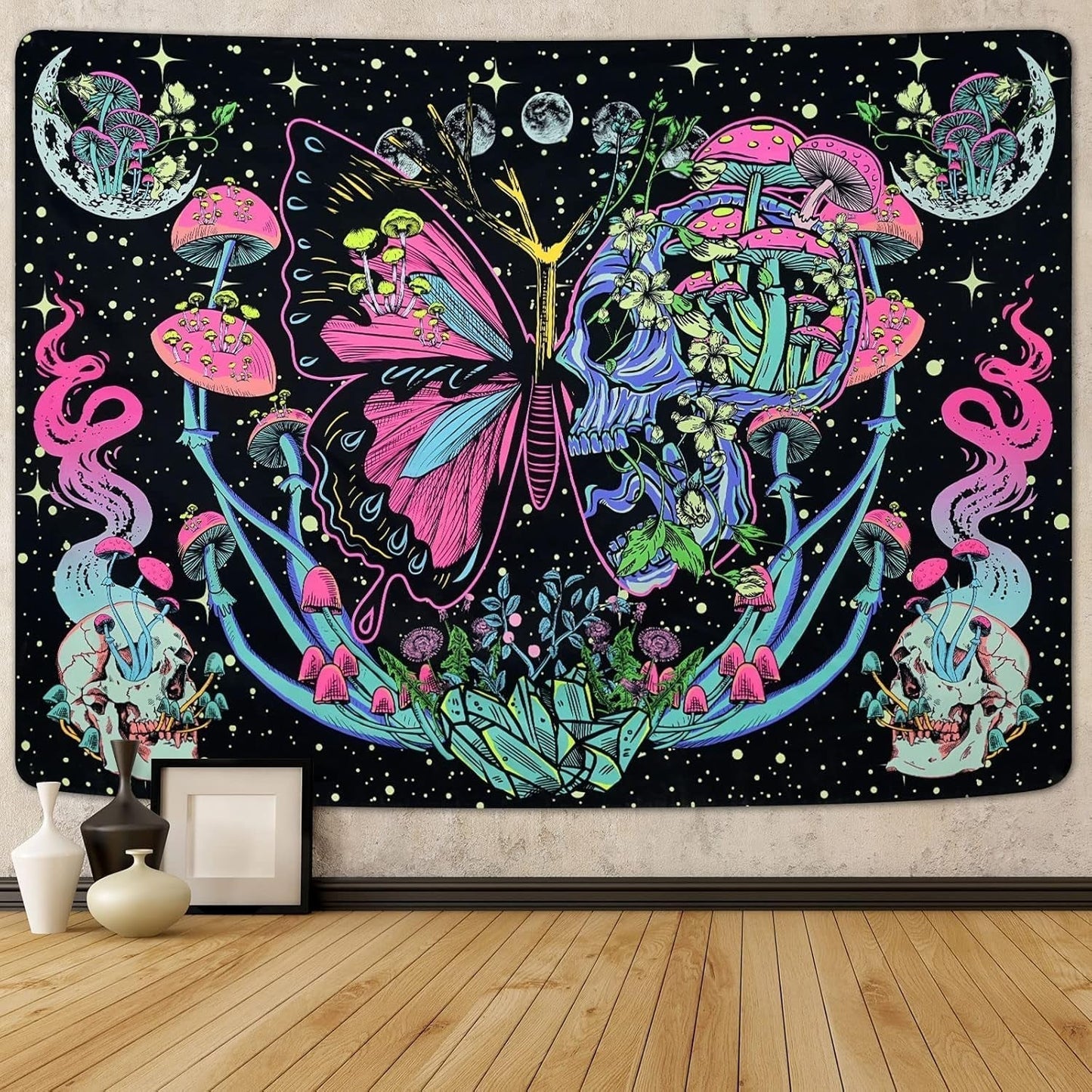 Tapisserie Yrendenge tapisserie fluorescente phase papillons Accueil - Accessoires et Décorations Naty Shop