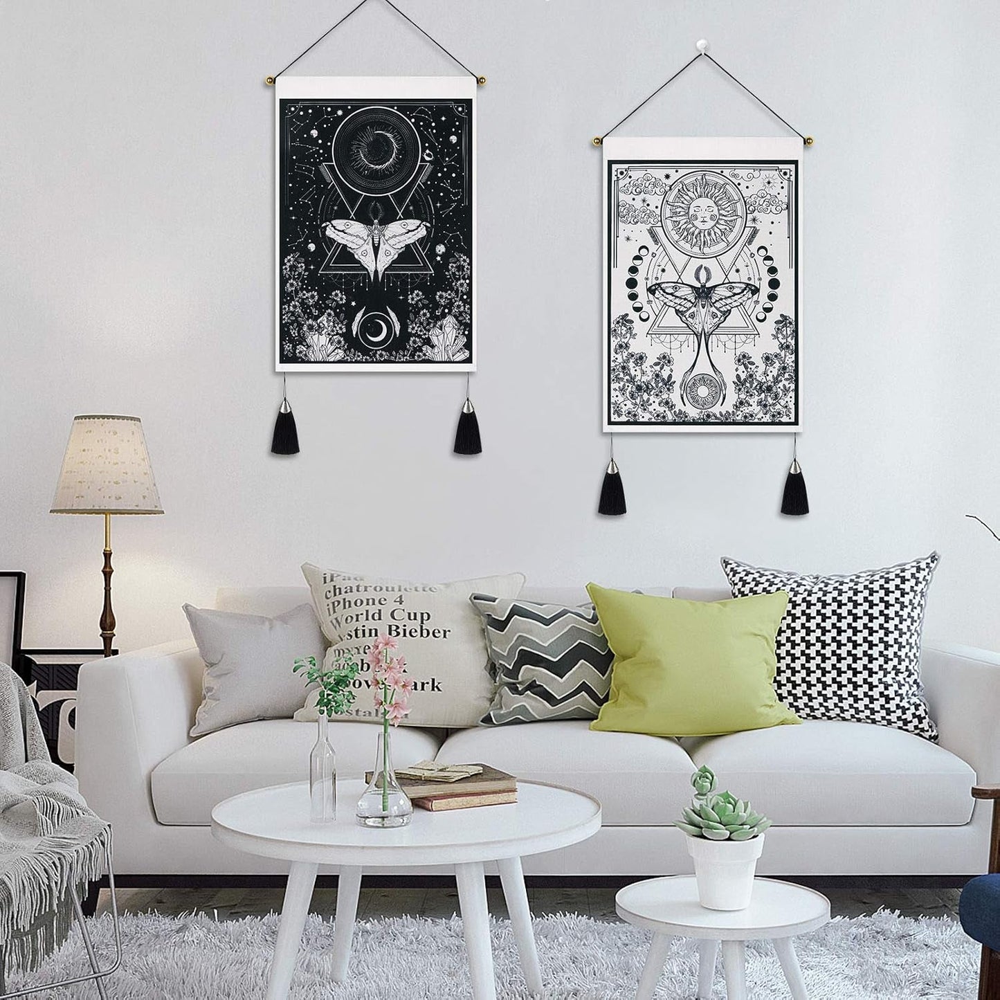 Tapisserie Yugarlibi 2pcs petites tapisseries suspendues lune et soleil Accueil - Accessoires et Décorations Naty Shop
