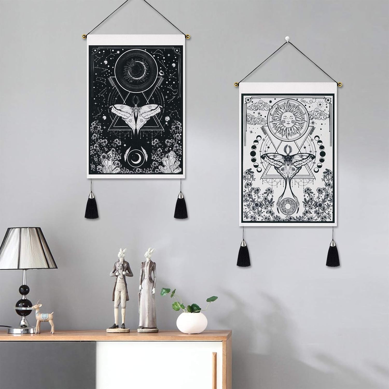 Tapisserie Yugarlibi 2pcs petites tapisseries suspendues lune et soleil Accueil - Accessoires et Décorations Naty Shop