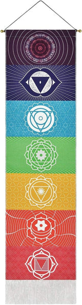 Yugarlibi tapisserie ensemble de pendentifs chakra méditation yoga trippy Accueil - Accessoires et Décorations Naty Shop Chakra blanc 130L X 32,5B Cm
