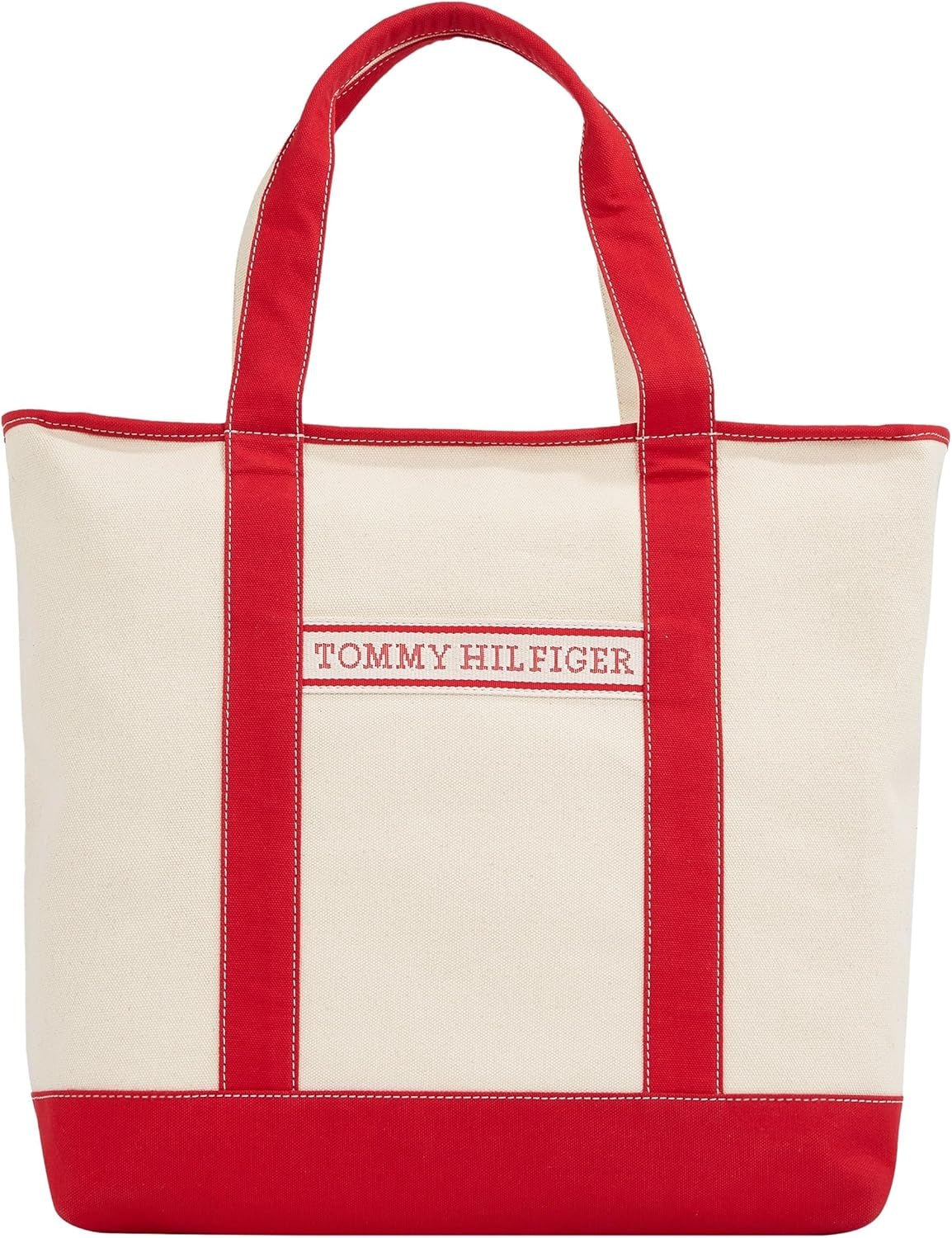 TOMMY HILFIGER Femme Th Summer Canvas Tote Aw0aw17421 Sac fourre-tout Sacs Femme Naty Shop Rouge (primaire rouge)